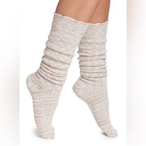 NORDSTROM KNEE HIGH SLOUCH SOCKS TAN DOESKIN MARL OS NWT